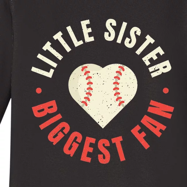 Baseball Sister 's Little Sister Biggest Fan Tee Ball Baby Long Sleeve Bodysuit