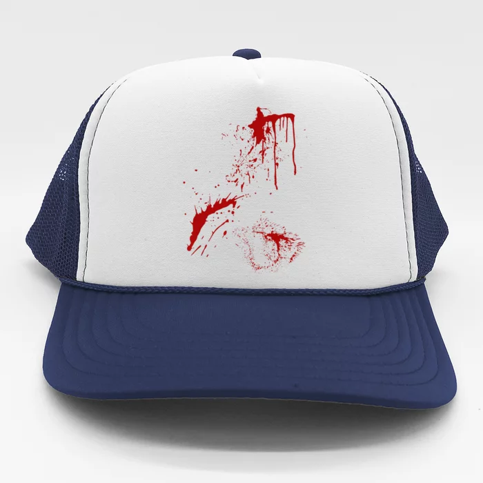 Blood Splatter Spatter Fake Bloody Halloween Zombie Victim Trucker Hat