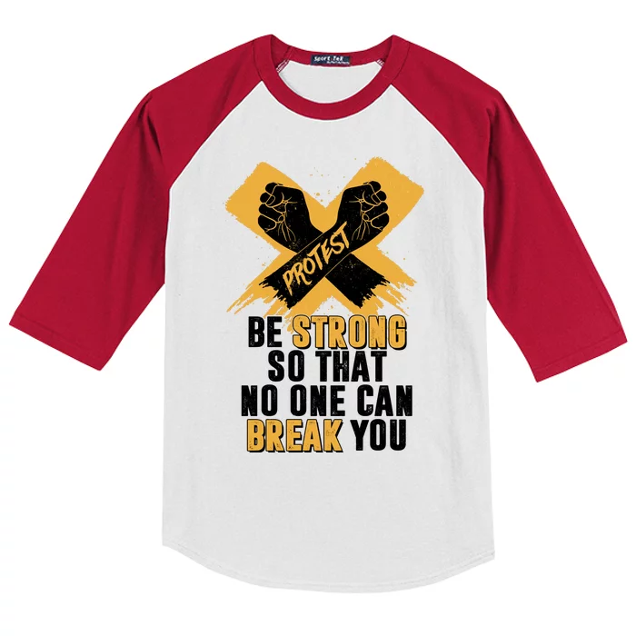 Be Strong So That No One Can Break You Kids Colorblock Raglan Jersey