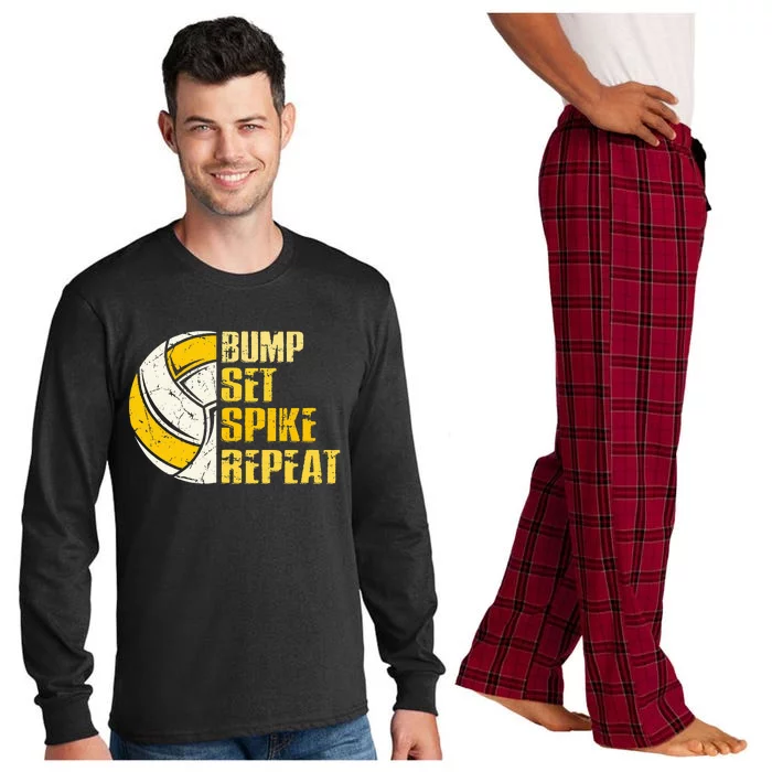 Bump Set Spike Repeat Volleyball Funny Long Sleeve Pajama Set