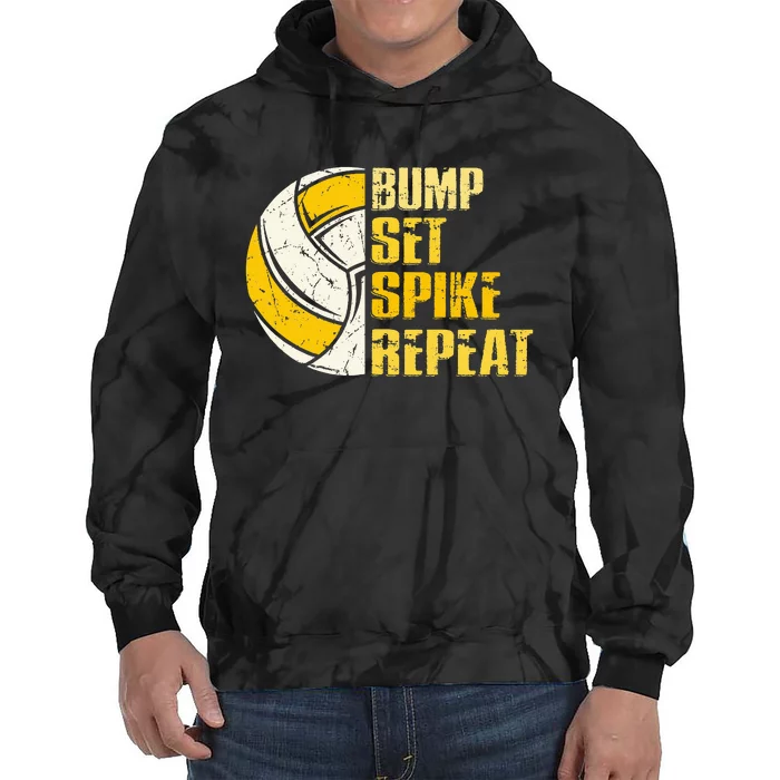 Bump Set Spike Repeat Volleyball Funny Tie Dye Hoodie