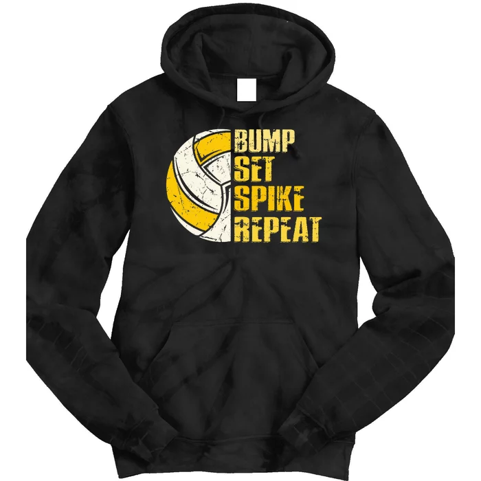 Bump Set Spike Repeat Volleyball Funny Tie Dye Hoodie