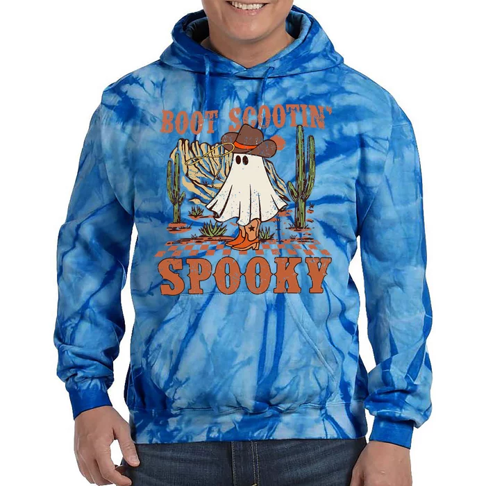 Boot Scootin Spooky Western Halloween Ghost Spooky Season Tie Dye Hoodie