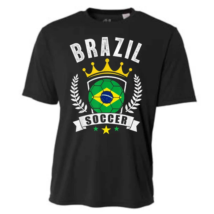 Brazil Soccer Support Team Jersey Brazilian Flag Football Cooling Performance Crew T-Shirt