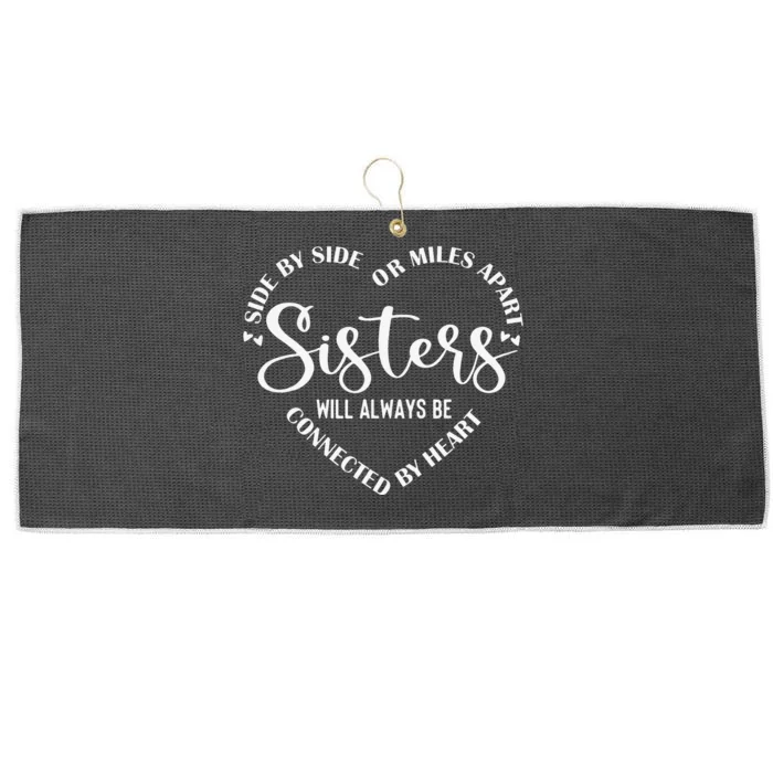 Best Sister Saying Side by Side or miles Apart Large Microfiber Waffle Golf Towel