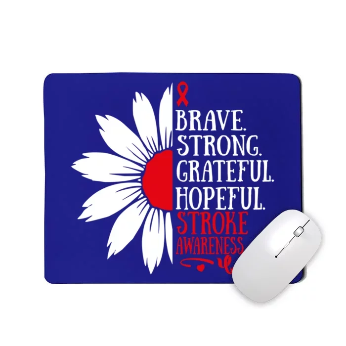 Brave Strong Stroke Awareness Month Red Ribbon Floral Great Gift Mousepad