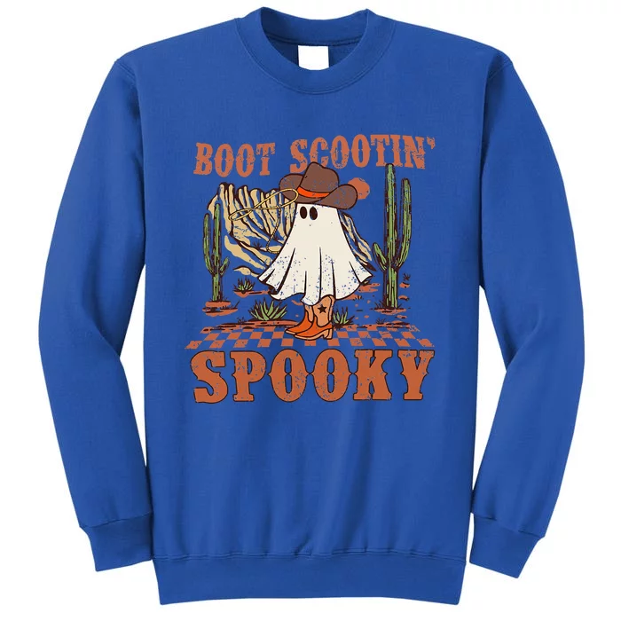 Boot Scootin Spooky Western Halloween Ghost Spooky Season Tall Sweatshirt