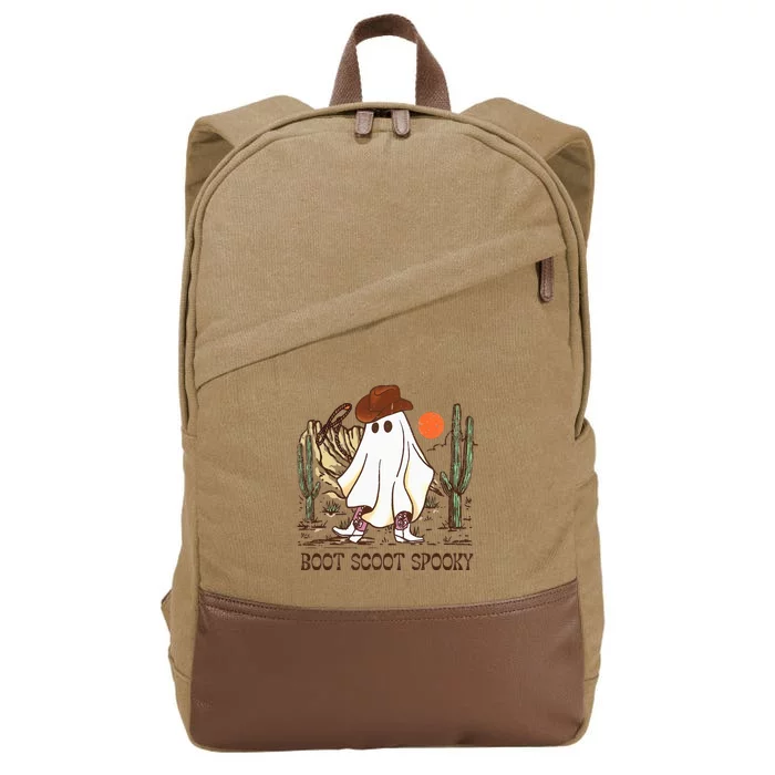 Boot Scoot Spooky Ghost Western Cowboy Ghost Halloween Cotton Canvas Backpack