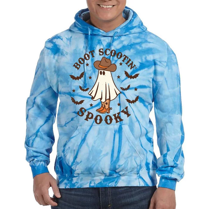 Boot Scootin Spooky Halloween Cowboy Ghost Tie Dye Hoodie