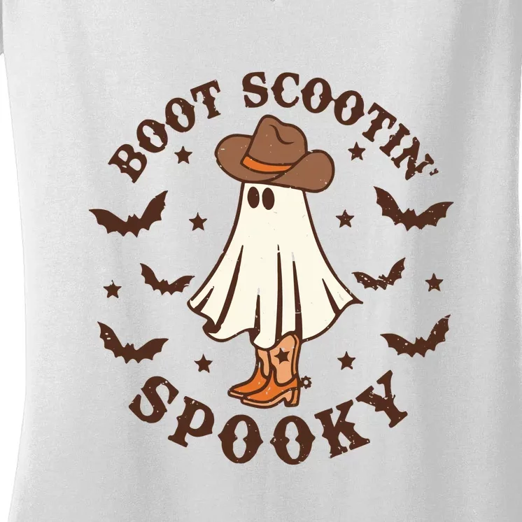 Boot Scootin Spooky Halloween Cowboy Ghost Women's V-Neck T-Shirt