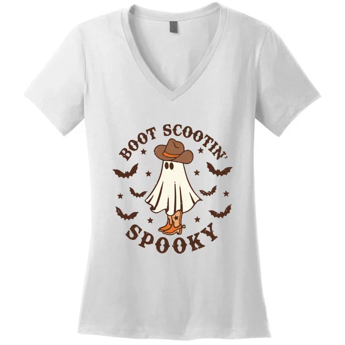 Boot Scootin Spooky Halloween Cowboy Ghost Women's V-Neck T-Shirt