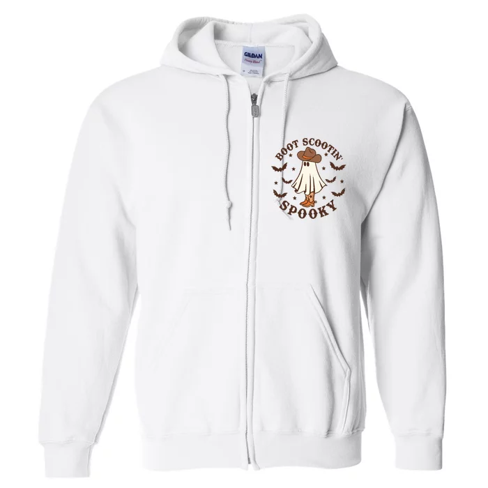 Boot Scootin Spooky Halloween Cowboy Ghost Full Zip Hoodie