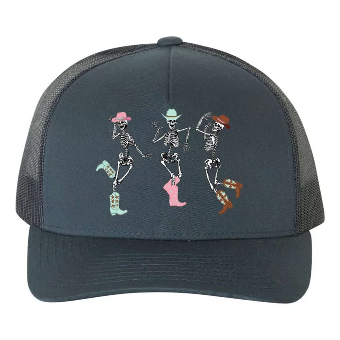 Boot Scootin Skeleton Dancing Halloween Cow Western Meaningful Gift Yupoong Adult 5-Panel Trucker Hat