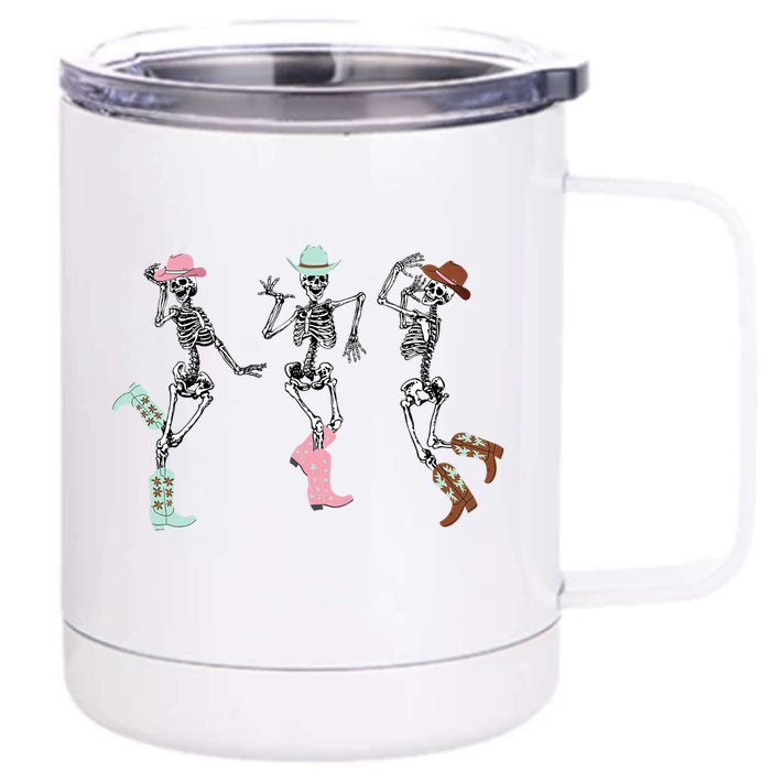 Boot Scootin Skeleton Dancing Halloween Cow Western Meaningful Gift Front & Back 12oz Stainless Steel Tumbler Cup