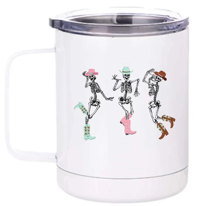 Boot Scootin Skeleton Dancing Halloween Cow Western Meaningful Gift Front & Back 12oz Stainless Steel Tumbler Cup