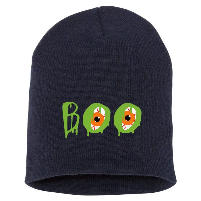 Boo Slime Spooky Eyeballs Scary Halloween Trick Or Treat Short Acrylic Beanie