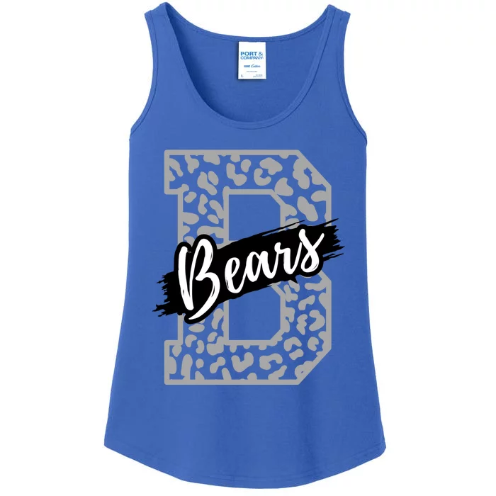 Bears School Sports Fan Team Spirits Mascot Heart Leopard Meaningful Gift Ladies Essential Tank