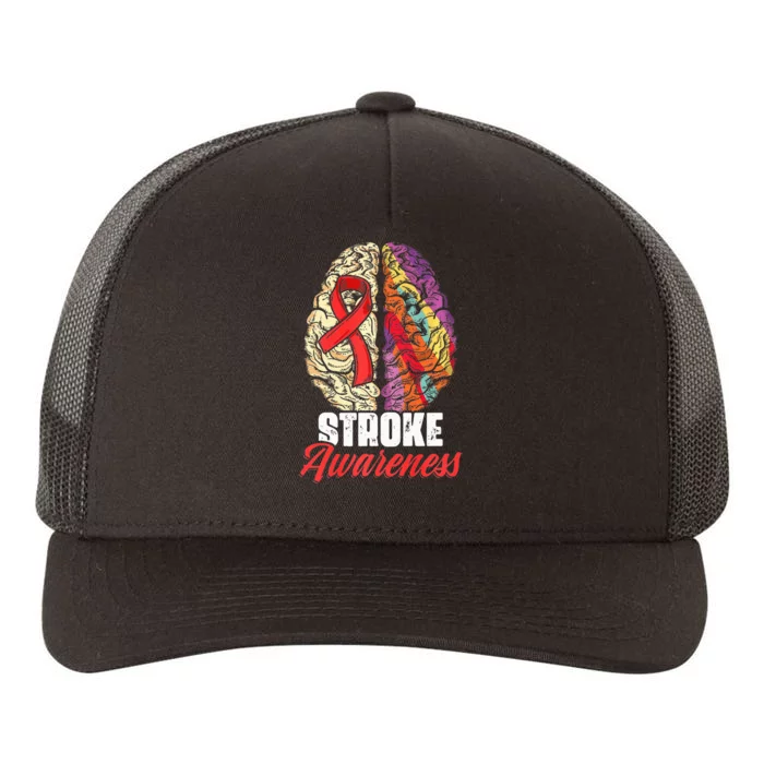 Brain Stroke Survivor Red Ribbon Stroke Awareness Yupoong Adult 5-Panel Trucker Hat