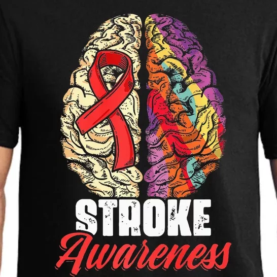 Brain Stroke Survivor Red Ribbon Stroke Awareness Pajama Set