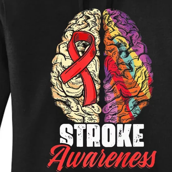 Brain Stroke Survivor Red Ribbon Stroke Awareness Women's Pullover Hoodie