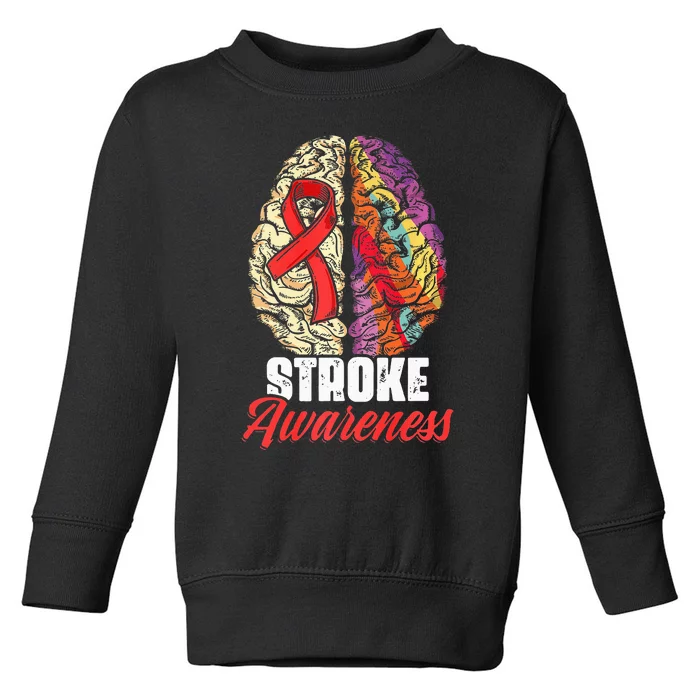 Brain Stroke Survivor Red Ribbon Stroke Awareness Toddler Sweatshirt