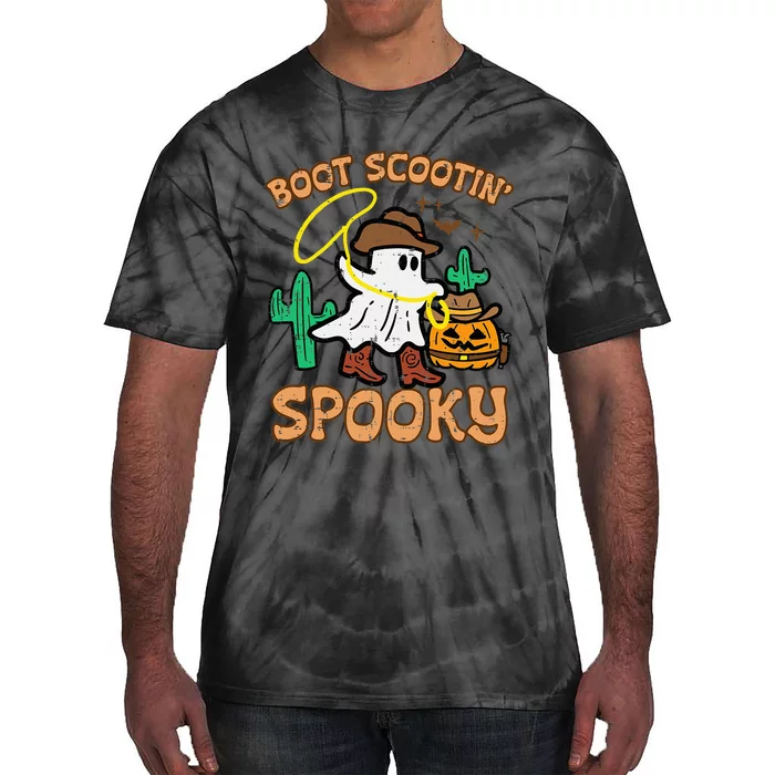 Boot Scootin Spooky Ghost Cowboy Funny Halloween Women Tie-Dye T-Shirt