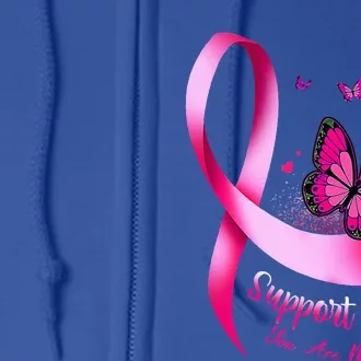 Butterfly Support Squad Breast Cancer Warrior Pink Full Zip Hoodie