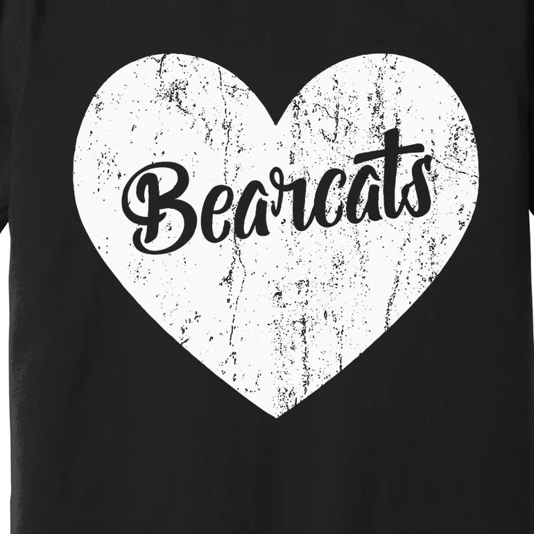 Bearcats School Sports Fan Team Spirit Mascot Heart Gift Premium T-Shirt