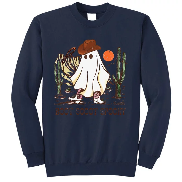 Boot Scoot Spooky Ghost Western Cowboy Ghost Halloween Tall Sweatshirt