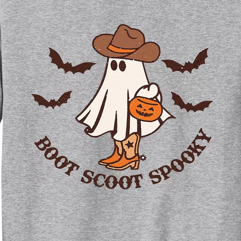 Boot Scoot Spooky Cowboy Ghost Groovy Retro Halloween Tall Sweatshirt