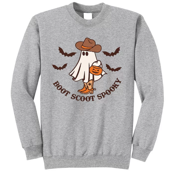 Boot Scoot Spooky Cowboy Ghost Groovy Retro Halloween Tall Sweatshirt