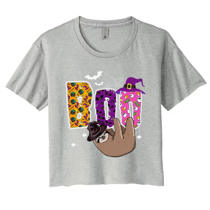 Boo Spooky Sloth Funny Halloween Costumes For Women Women's Crop Top Tee