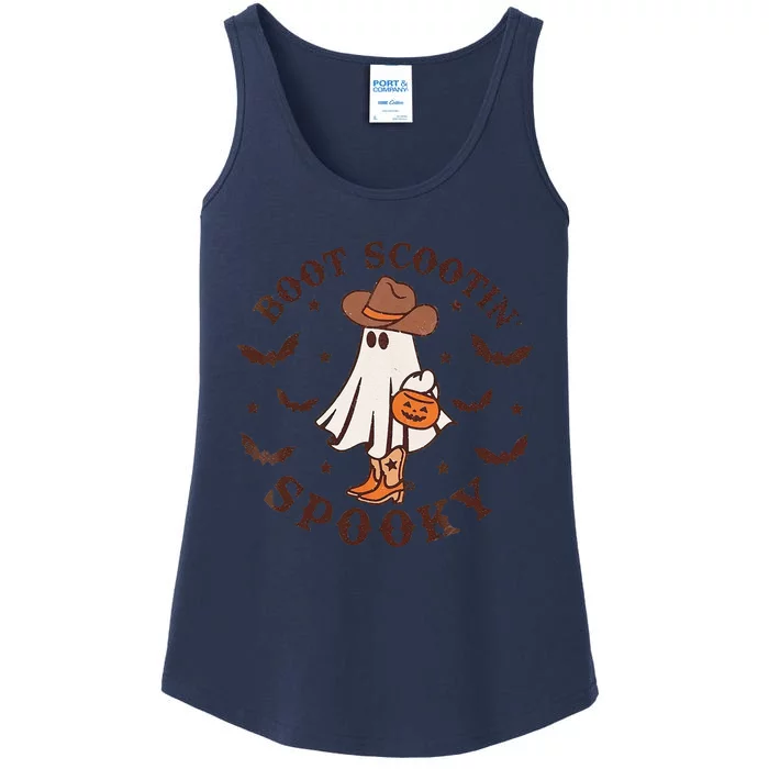 Boot Scoot Spooky Groovy Halloween Western Cowhide Ladies Essential Tank