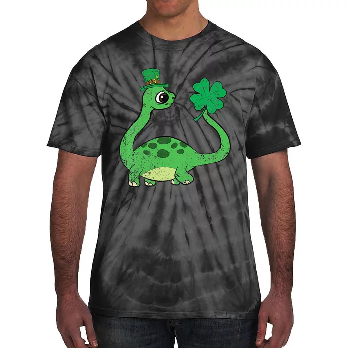 Brontosaurus Shamrock St Patricks Day Tie-Dye T-Shirt