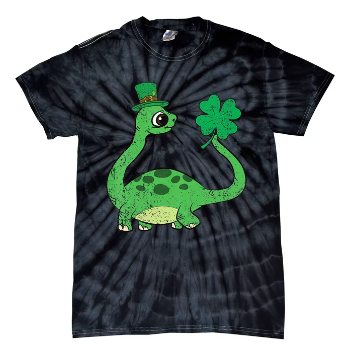 Brontosaurus Shamrock St Patricks Day Tie-Dye T-Shirt