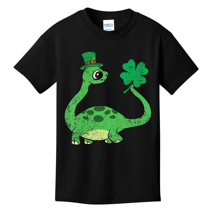 Brontosaurus Shamrock St Patricks Day Kids T-Shirt