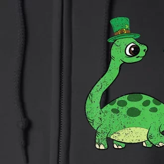 Brontosaurus Shamrock St Patricks Day Full Zip Hoodie