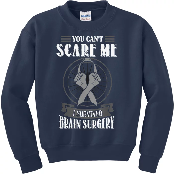 Brain Surgery Survivor Tumor Cancer Awareness Head In Jury Kids Sweatshirt