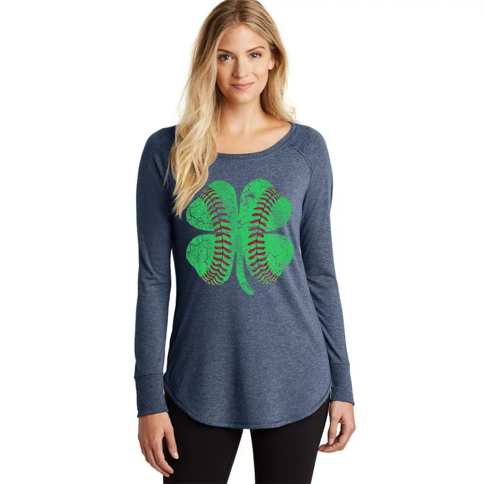 Baseball Shamrock St. Patrick's Day Irish Saint Paddys Gift Women's Perfect Tri Tunic Long Sleeve Shirt