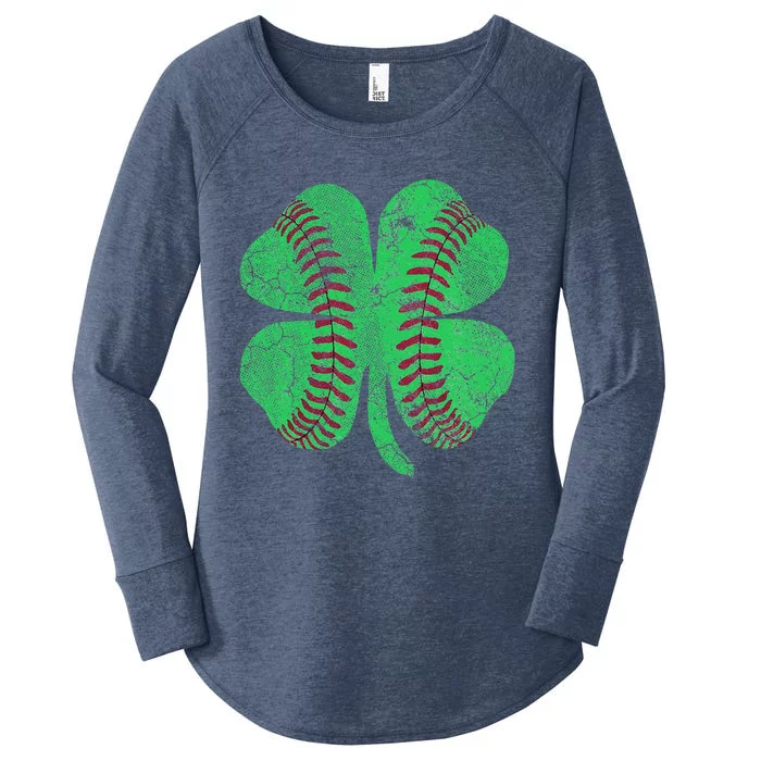 Baseball Shamrock St. Patrick's Day Irish Saint Paddys Gift Women's Perfect Tri Tunic Long Sleeve Shirt