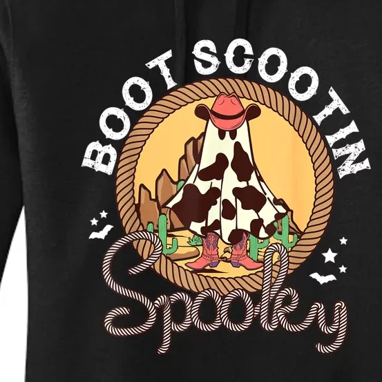 Boot Scootin Spooky Western Halloween Ghost Spooky Season Women's Pullover Hoodie