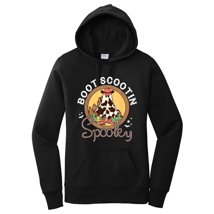 Boot Scootin Spooky Western Halloween Ghost Spooky Season Women's Pullover Hoodie