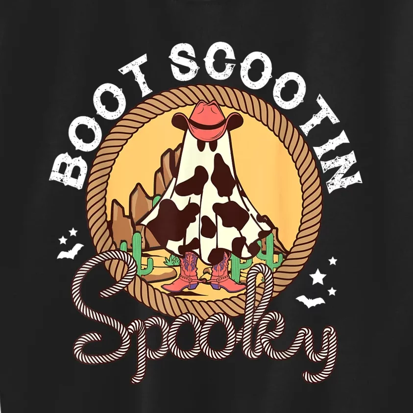 Boot Scootin Spooky Western Halloween Ghost Spooky Season Kids Sweatshirt