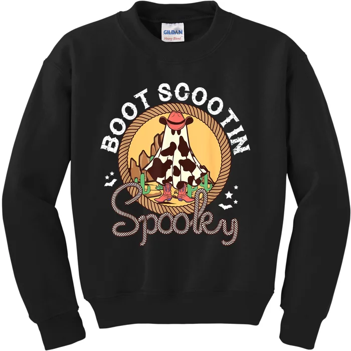 Boot Scootin Spooky Western Halloween Ghost Spooky Season Kids Sweatshirt