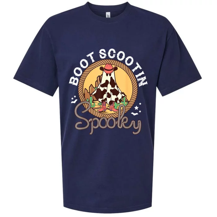 Boot Scootin Spooky Western Halloween Ghost Spooky Season Sueded Cloud Jersey T-Shirt