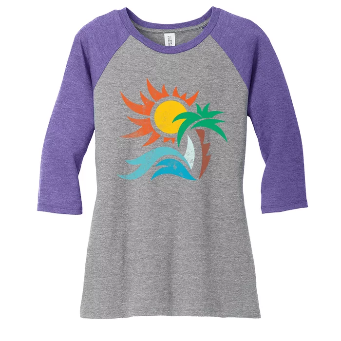 Beach Sunset Summer Women's Tri-Blend 3/4-Sleeve Raglan Shirt