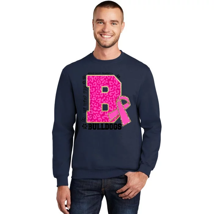 Bulldogs School Spirit Game Day We Wear Pink Breast Cancer Tall Sweatshirt