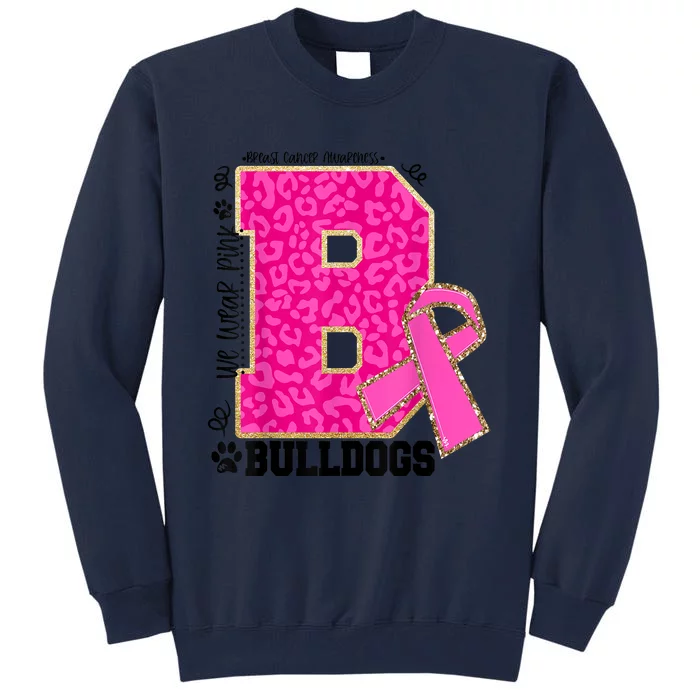 Bulldogs School Spirit Game Day We Wear Pink Breast Cancer Tall Sweatshirt