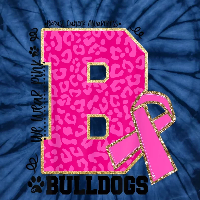 Bulldogs School Spirit Game Day We Wear Pink Breast Cancer Tie-Dye T-Shirt