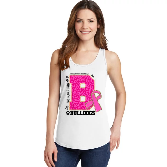 Bulldogs School Spirit Game Day We Wear Pink Breast Cancer Ladies Essential Tank